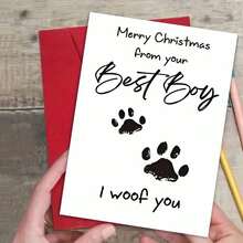 1pc Funny 'Goodest Girl' Christmas Card - Dog Paw Prints & 'I Paw You' Message, Whimsical Holiday Card For Dog Lovers (Comes With Envelope) - Perfect For Christmas, Thanksgiving, Halloween - Ideal For Anyone (With Envelope + Greeting Card)" (11cm X 16cm) Christmas Gift Card" A Gift Suitable For Everyone A Card Suitable For Giving To Colleagues