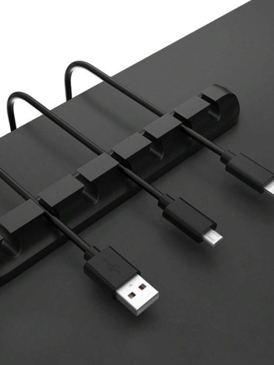 1pc Multi-Slot Cable Management Clip, Silicone Desktop Cable Organizer Winder, Self-Adhesive Cable Tidy Holder For Desk, Home, Office And Car - Bedside Table Cable Rack Accessory - Multicolor - View 1