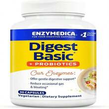 Enzymedica, Digest Basic + Probiotics, Gentle Digestive Enzymes With 400 Million CFU Active Cultures Per Capsule, 90 Count - Tên hương vịA - Xem 1