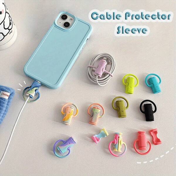 10-Piece Set Of Durable Cable Protectors - 2-In-1 Anti-Breakage Organizer For Usb-C/Lightning/Micro Usb, Loop Design, Data Cable Protector, Silicone Protective Cable Breakage Protector For Mobile Phone Chargers, (Random Colors)