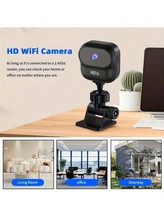 1pc Mini Wireless Security Camera 1080P HD, 2.4GHz WiFi Indoor/Outdoor, Motion Detection With Push Alerts, Magnetic Mount, USB Rechargeable, Compact Design With Free Stand, ABS Material, Mobile App Remote Access, Mini Wifi Camera, Outdoor Monitoring, Modern Aesthetic, Durable Construction, Home Security, Portable Security, Highquality Lens, Rechargeable Camera, Small Businesses