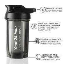 1 件装摇摇杯蛋白粉代餐奶昔搅拌杯健身运动水杯带刻度便携式搅拌球杯 - 彩色 - 查看 2