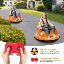 Huisuilinss Ride On Bumper Car,Kids 12V Electric Bumper Car W/Parent Remote,2-Speed,2 Driving Mode,360°Spin,Music & Lights,Toddlers Bumping Toy,Ride On Toys For Boys & Girls - Orange - View 5