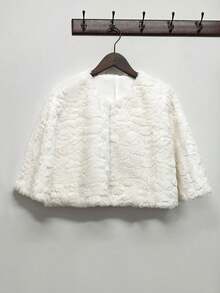 DEAR MOLLY 女士冬季毛绒披肩街头风格舒适 - 白色 - 查看 4