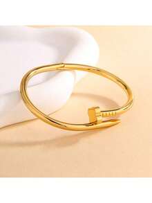 1 件精致不锈钢镀 18K 金扣钉子手链，高端质感，不褪色，镶嵌钻石，适合女性日常佩戴作为礼物 - 彩色 - 查看 2