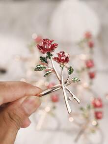 10pcs Floral Napkin Holder Charming Rose Design Reusable Serviette Ring For Weddings Valentine Day And Dinner Parties Elegant Table Decor Accessory - 玫瑰紅 - 查看 7