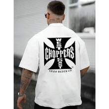 Unisex 100% Short Sleeve T-Shirt - West Choppers Motorcycle Club Graphic Print, Breathable Summer Casual Tee For Men & Women, Machine Washable Round Neck Top For Family Matching & Gifts - trắng - Xem 1