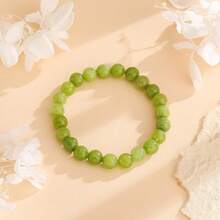 Vibe Green Jade Bracelet - Healing Wealth Bracelet - Jade Beaded Bracelet Women Men - Bring Good Luck Prosperity And Emotional Balance - Adjustable Size - Peridot - 查看 3