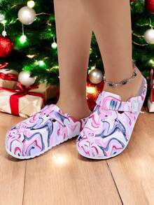 Bunte bedruckte rutschfeste Clogs für Damen, atmungsaktives und leichtes EVA-Design, Clogs mit verstellbarem Schnallenverschluss, geeignet für Garten oder Strandmode