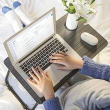 Escritorio portátil para Cama sofá,mesa de cama para laptop con patas plegables y ranura para taza,soporte de lectura con ángulo de altura ajustable,bandeja de cama para laptop para cama (Negro) - Negro - Ver 8