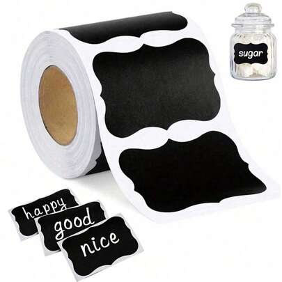 热销！120张黑板标签 - 可重复使用防水黑板贴纸，附液体粉笔尺，适用于梅森罐、派对装饰、工艺室、婚礼、餐具室，以及整理家居和厨房。圣诞节