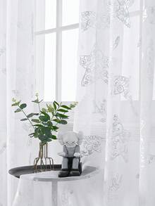 1 Piece Of Christmas Five-Pointed Star Reindeer Silver Foil Craft Christmas Festival Party, Bedroom Living Room Banquet Light-Transmitting Beautiful Window Curtain