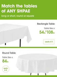 10pcs Disposable PVC Party Tablecloth, Not Fabric, White Color, Fits 274*137cm Table, Suitable For Birthday, Dessert, Family Gathering, Pure White Tablecloth Party Decor