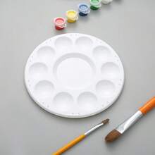 1/5/15pcs White Round Plastic Paint Palettes, For Students To Paint In School Projects Or Art Classes, Back To School, School Supplies, Home Supplies