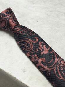 Luxury Men's Skinny Ties Polyester Silk Solid Polka Dot Striped Check Skinny Jacquard Groomsman Tie - 粉色 - 查看 4
