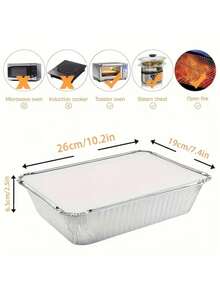 10 Stück schwere Aluminiumfolie Behälter mit Deckeln, 1,9 Liter Fassungsvermögen, wiederverwendbar und leicht zu reinigen, geeignet für Ofen, Backen, Grillen, Lebensmitteltransport, Deckeldesign, wiederverwendbares Kochgeschirr, Aluminiumfolie Tabletts, Braten Truthahn, Braten Rindfleisch, Lunchbox, Aufbewahrungsbox, Feiertagsparty Essensbox, Weihnachtsessen Box, Outdoor Grillutensilien, Catering Präsentationsgeschirr, Buffetteller, Einweg Grillschalen