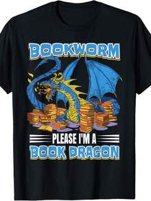 Bookworm Book Dragon _ Book Lover Reading T-Shirt - Black - View 1