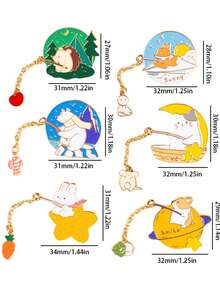 1/6 件可爱兔子胸针，卡通动物徽章，珐琅刺猬/狗装饰配件圣诞礼物 - 彩色 - 查看 2