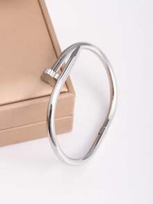 3pcs 18K Gold Plated Stainless Steel Four-Leaf & Three-Leaf Clover Bangle Bracelet Set, Suitable For Women's Party, Daily Wear, European & American Style, Personalized, Generous, Luxury Cubic Zirconia Wristband, Wedding Jewelry Set, Gift For Girls, Women, Relatives, Friends, Beautiful Wedding, Birthday, Valentine's Day, Mother's Day - Silver - View 17