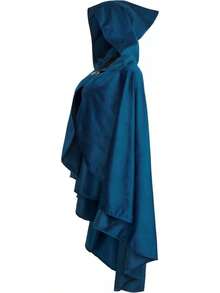 Fairy Hooded Cloak Renaissance Costume, Medieval Wizard Witch Cape, Enchanted Forest Cosplay Cape - màu đen - Xem 7