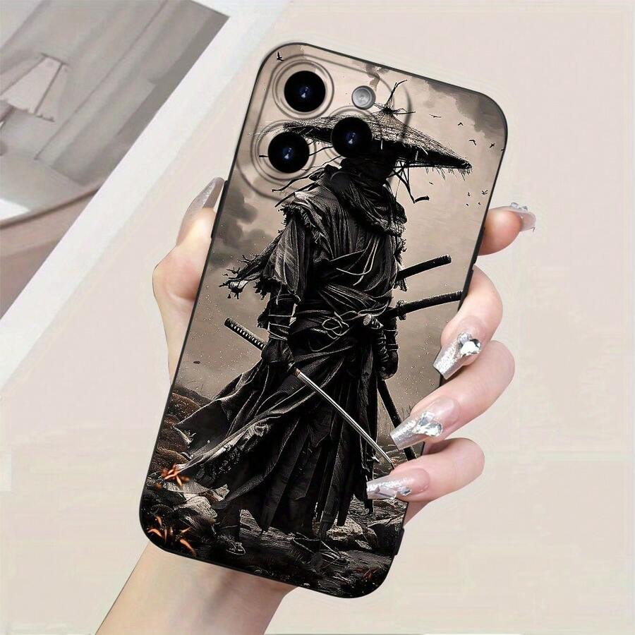 Una funda de teléfono creativa diseñada como un samurái, hecha de material TPU, que proporciona protección a prueba de golpes para varios modelos de  (incluyendo 16, 15, 14, 13, 12, 11 Pro Max/Plus/Pro/Mini, XR, XS, X MAX y 7 8G Plus). - Mezcla de colores - Ver 1
