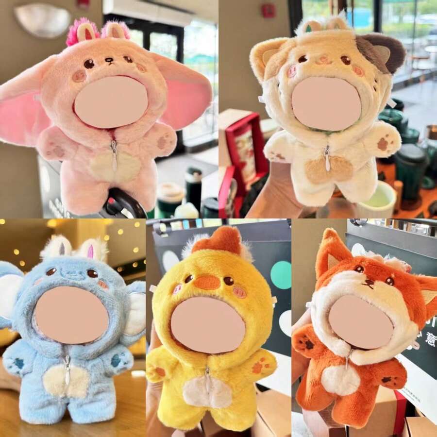 17cm Elephant & Cat Clothes Set For LABUBU Doll, 10cm Doll Clothes Accessories - Nhiều màu - Xem 1