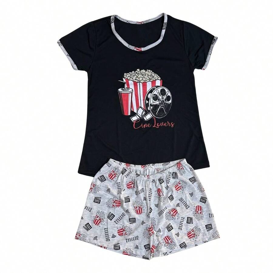 Women's Half Sleeve Baby Doll / Women's Baby Doll / Nightwear - 黑色 - 查看 1