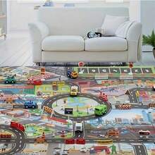 1pc Carpet Landscape Map, Popular Civilization City And Parking Lot Game, City And Road Themed Waterproof Water Game Carpet Map, Waterproof And Moisture-Proof Non-Woven Fabric, School Supplies - Multicolor - View 6