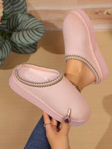 Women Low Top Mini Boots Indoor Slippers - Pink - View 6