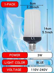 1pc/2pcs/3pcs/4pcs LED Flame Light Bulbs, Yellow/Blue Flickering Light Bulbs With Upside Down Effect, 4 Modes Fire Light Bulbs, E26/E27 Base Flame Bulb For Halloween, Christmas, Party, Indoor And Outdoor Home Decorations