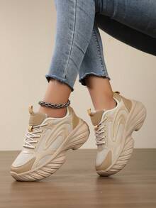 Women's Thick Sole Chunky Sneakers, Breathable Mesh Increase Height Casual Lightweight Athletic Shoes, & Versatile Platform Loafers