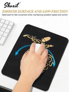 shoxil 1pc Suficalligraphy Mouse Pad, Arabic Pattern Mouse Mat, Waterproof Surface & Non-Slip Rubber Base With Stitched Edges Computer Mousepad, Gaming Mouse Mat For Laptop, Office & Home - Black - View 3