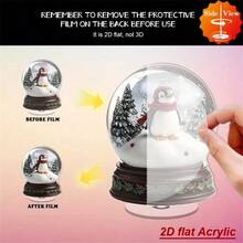 2D Flat, 1pc Rotating Acrylic Snow Globe Desktop Decoration, 2D Flat Christmas Winter Scene With Penguin In Red Scarf & Hat, Snow-Covered Trees & Holly Berries, Indoor/Outdoor Tabletop Decoration, Durable Holiday Decor For Cozy Winter Atmosphere, Festive Home & Garden Ornament - Multicolor - View 5