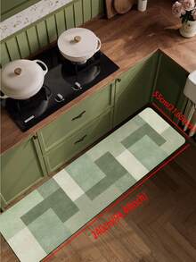 1 件硅藻土厨房垫，现代摩洛哥几何绿色拼布设计，软橡胶缓冲抗疲劳厨房地毯，吸水，防滑，适用于厨房、浴室、洗衣房、入口 - 彩色 - 查看 17