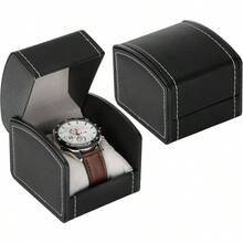 Luxury Single Watch Box With Removable Pillow, PU Leather Single Watch Wristwatch Jewelry Storage Display Holder Cases Men And Women Black - màu đen - Xem 3
