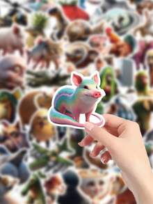 50 PCS Whimsical Cartoon Animal & Object Stickers Pack Vibrant Quirky Decals For Laptop Water Bottle Skateboard DIY Fun Decor--Funny Mixed Cartoon Creatures Stickers Pack Colorful Whimsical Decals For Journal Laptop DIY Crafts Unique Decor, Abstract Animal Stickers Tung Tung Sahur Italian Brainrot Animals Cartoon Decal DIY, Italian Brainrot, Tungtungtung Sahur, Tralalero Tralala, Boneca Ambalam, Brr Brr Patapim, Cabucino Assasino - Multicolor - View 4