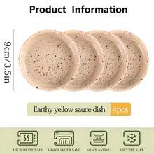 4pcs Ceramic Condiment Dishes - Soy Sauce, Vinegar, Seasoning Dishes, 4 Color Options, Ceramic Small Appetizer, Sushi, Wasabi Dipping Sauce Dishes, Commercial Spice Dishes, Household Kitchen, Dorm, Kitchen Supplies, Tableware Accessories, Kitchen Utensils, Best Christmas, Halloween, Thanksgiving, New Year, Holiday Gift