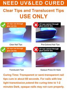 TWOING 2 Bottles Solid Nail Glue Gel Set, Extra Large Capacity Strong Adhesive For Press-On Nails, False Nail Tips & Rhinestones, UV Light Cured Multi-Use 3D Sculpting Gel For DIY Nail Art - 無色 - 查看 3