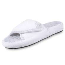 Isotoner Women's Terry Spa Slip On Slide Slipper With Memory Foam For Indoor/Outdoor Comfort - Trắng - Xem 2