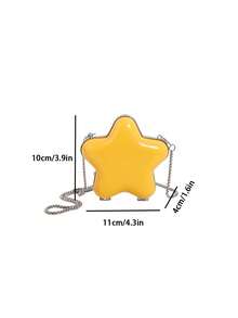 Dedoo Mini Star-Shaped Bag, New Fashion Personalized Earphone Storage Bag, Chain Bag, Contrast Color Design, Cute Style, Valentine's Day Gift For Friends, Fashionable Cream Yellow Ladies Handbag - Yellow - View 7