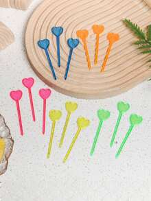 50/100/200pcs Multi-Color Fruit Picks, Heart Fruit Skewers, Toothpicks, Heart-Shaped Cocktail Appetizer Sticks, Food Picks, Sandwich & Beverage Picks, Suitable For Festivals, Parties, Birthdays, Christmas, BBQ Snacks And Family Gatherings
