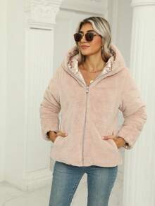 Giolshon Women Casual Jacket With Hood And Down Jacket, Comfortable For Commuting And Daily Wear, Suitable For Autumn/Winter - Hồng - Xem 9