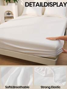 1 pieza Sábana ajustable, Ropa de cama, Protector de colchón, Textil para el hogar acogedor, Cubrecama, Amigable con la piel, Sábanas, Protector de colchón transpirable y antipelusas, Suave y amigable con la piel, Para cama individual, cama twin, cama full, cama queen y cama king, Para todas las estaciones, Ropa de cama decorativa elegante y encantadora para dormitorio o residencia, Lavable a máquina, Blanco, Rosa, Negro, Azul marino, Beige, Gris, Azul, Verde, Decoración de otoño, Decoración de habitación, Vuelta al colegio, Útiles escolares
