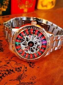 AOKULASIC 1pc Luxury Rose Golden Skeleton Automatic Watch For Men Luminous Hands Rotating Design Stainless Steel Strap Business Casual Men Watches - Rose Gold - View 5