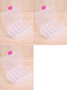 1pc/2pcs 5-Compartment Organizing Box For Makeup Or Hair Accessories, Portable Partitioned Container With Buckle - Clear - View 10