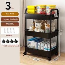 5 层/4 层/3 层 2 层轻质 PP 材质储物车,带 360° 旋转轮和滑动搁板 - 白色/黑色重型滚动储物架,适用于浴室、卧室、厨房、梳妆台 - 多功能搁架单元,易于使用(部分配件颜色随机) - 彩色 - 查看 16
