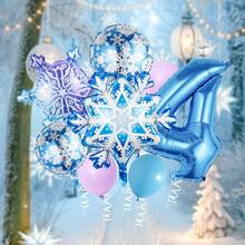 9 件套冰雪奇缘生日派对装饰套装，包括大雪花气球、渐变雪花气球、圆形雪花气球、迷你皇冠银色气球、数字铝箔气球、乳胶气球，适用于圣诞节、圣诞装饰、冬季雪花派对装饰、冬季派对装饰、公主主题生日、1-9 岁女孩生日气球装饰 - 彩色 - 查看 3