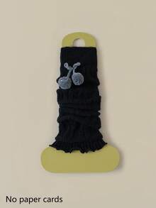 1/2/4 双女式多色黑白毛绒球装饰可爱百搭时尚蕾丝腿套，厚实保暖及膝腿套，适合春秋冬季 - 彩色 - 查看 20