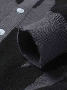 Manfinity Hypemode Men's Color-Block Button-Up Long Sleeve Cardigan Sweater - Dark Grey - View 5