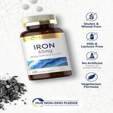 Carlyle Iron Ferrous Sulfate 325mg, 65 Mg | 400 Tablets | Non-GMO, Gluten Free, And Vegetarian Supplement | High Potency - Trắng - Xem 5